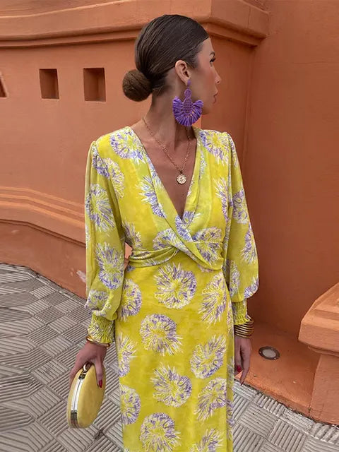 Vela - Vestito midi da donna con stampa attorcigliata